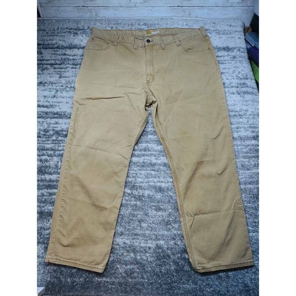 Carhartt Men's Relaxed Fit Mens 46x30 Rugged Flex Tan Brown Canvas Work Pants - Picture 8 of 11
